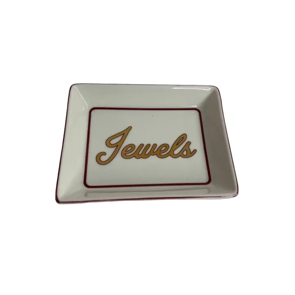 I Godinger & Co Jewels White Trinket Dish Jewelry Holder 4.25 x 5.5 Inches